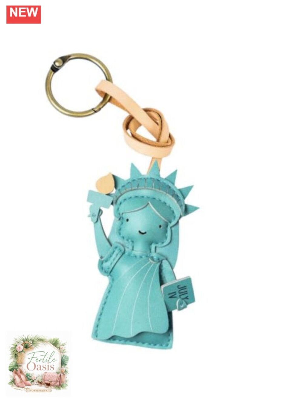 Travel Icon Leather Charm Keychain - Hand-Sewn Bag Charm for Car, Backpack